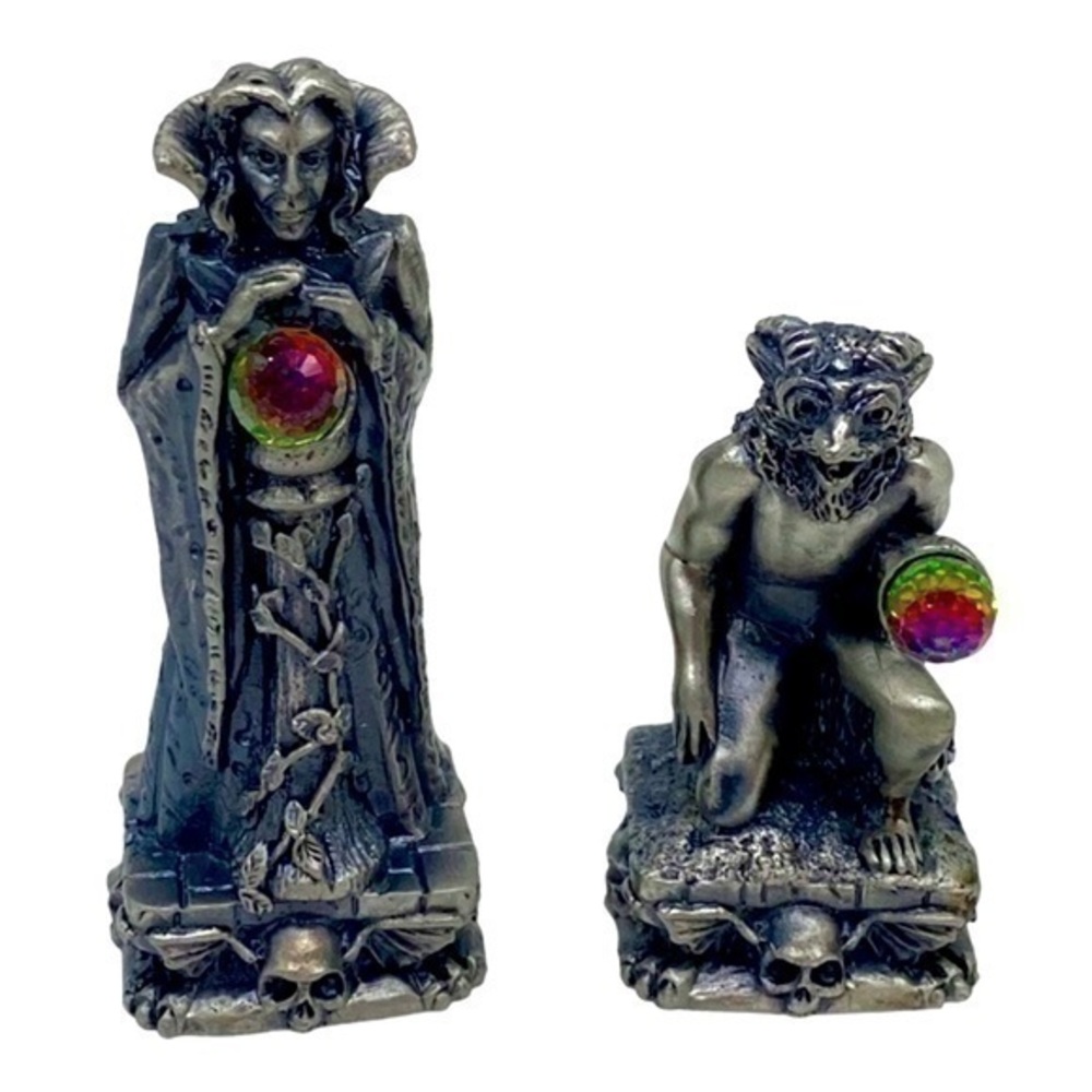 The Magic Crystal Pewter Chess Set  White Witch and Internal Demon Gorham UK